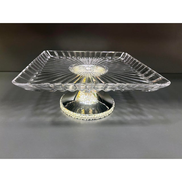 Handmade Brass Cake Stand with Etched Glass Top For Sale - Image 9 of 9