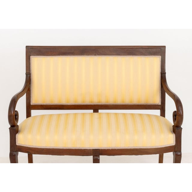 French Louis Philippe Style Upholstered Mahogany Settee For Sale - Image 3 of 7