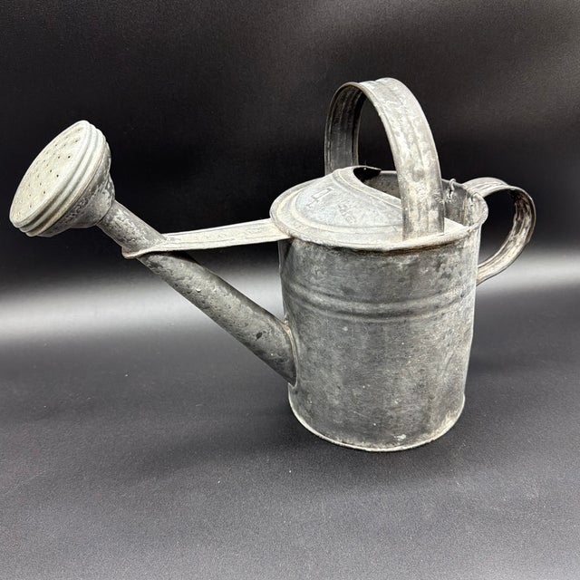 A Superb Vintage Small Sized Galvanised Watering Can, Circa 1920’s For Sale - Image 10 of 12