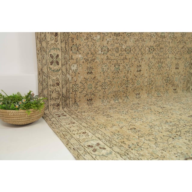 Beige 1970s Vintage Turkish Handmade Wool Cotton Beige Area Rug For Sale - Image 8 of 12
