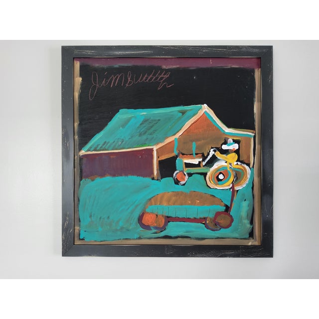 Jimmy Lee Sudduth Folk Art Landscape Painting of Tractor and Barn For Sale - Image 17 of 18
