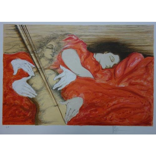 Henry WESTEL The enchanted sleepers Original lithograph On Arches Vellum paper Signed in pencil Justified EA Dimensions 55...