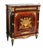 French Louis XV Marble-Top Cabinet – Ornate Floral Marquetry With Hand-Applied Gold Leaf Accents For Sale