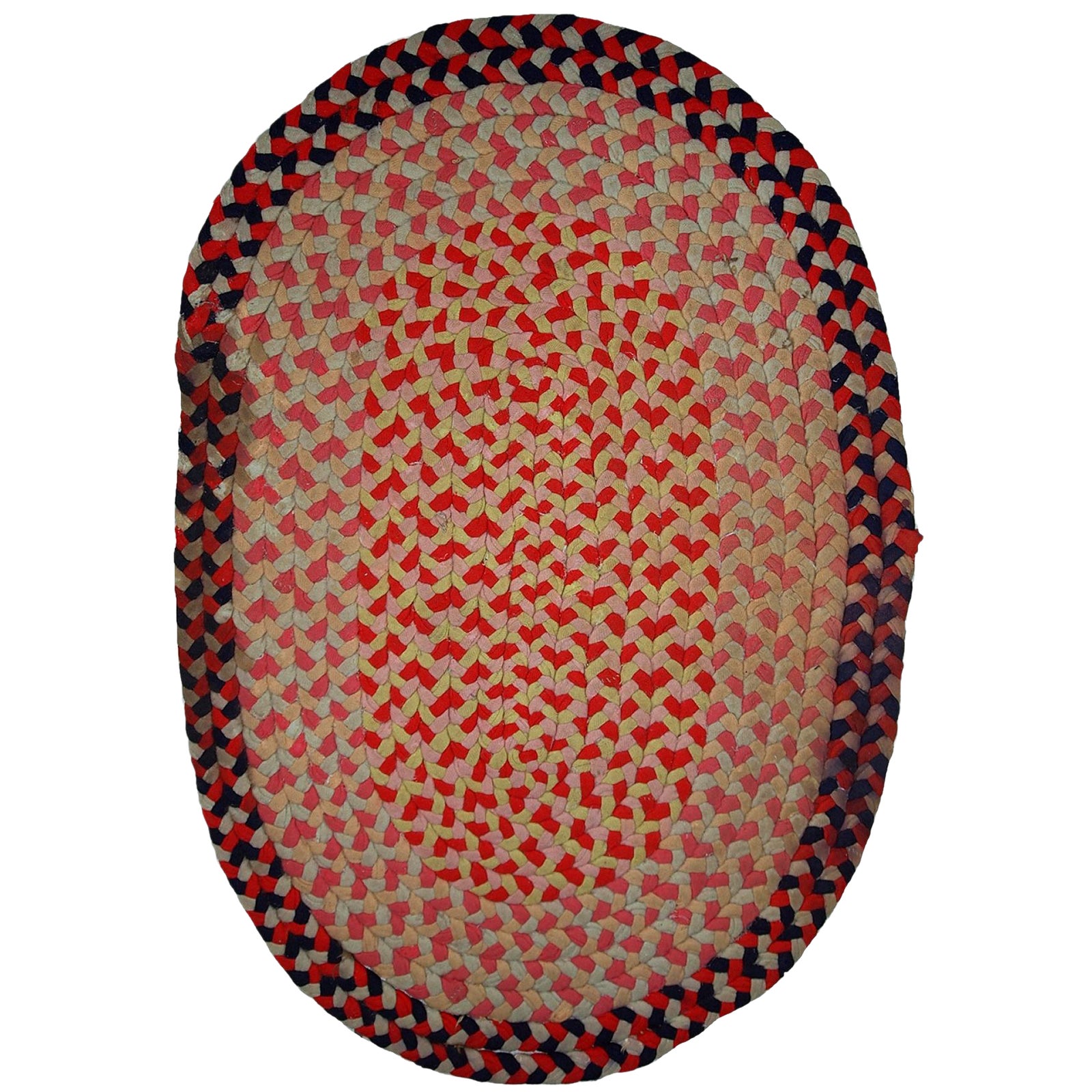 1920s handmade antique American Braided rug 1.9' x 2.7' Chairish