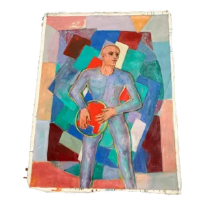 1980’s Original Abstract Expressionist Male Figure Painting