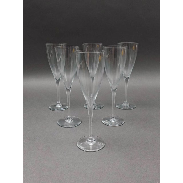 Baccarat Crystal France Dom Perignon 7 3/8" Port Wine Glasses Set Of 6. Measures approximately 2 1/4" diameter, 7 3/8" high.