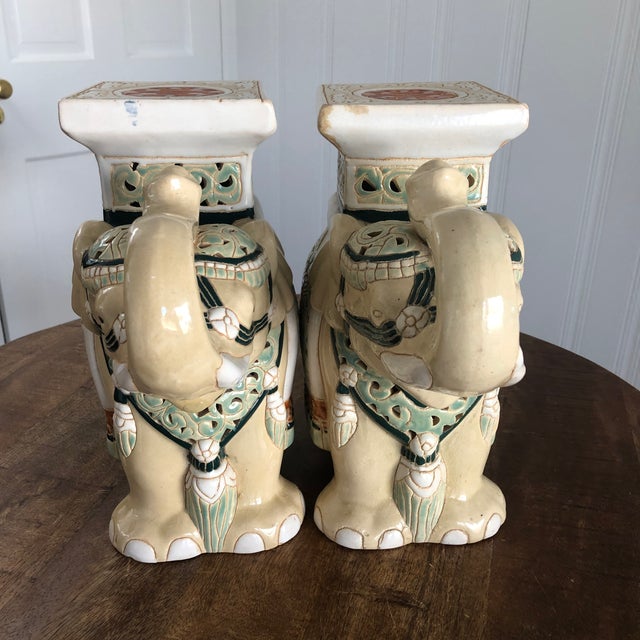 Vintage Ceramic Elephant Plant Stands a Pair Chairish