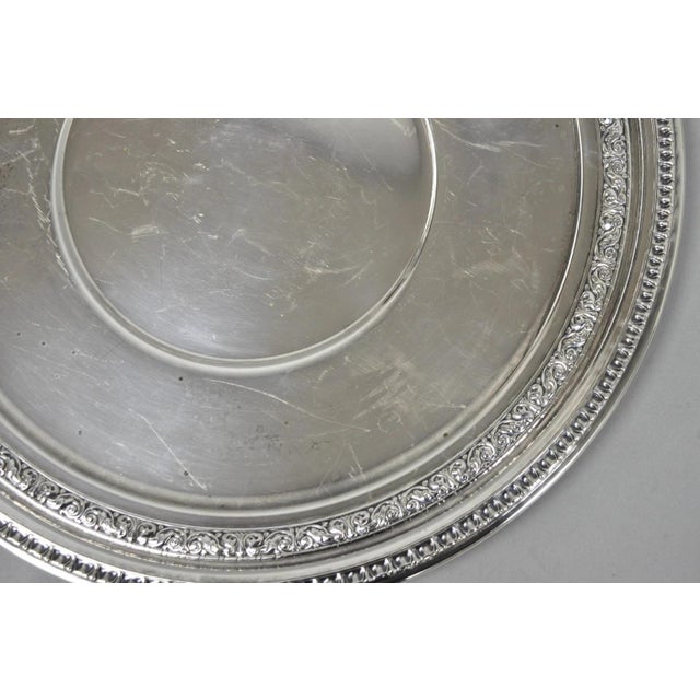 Silver Vintage Reed & Barton 1241 Round Victorian Silver Plated Serving Platter Tray For Sale - Image 8 of 11