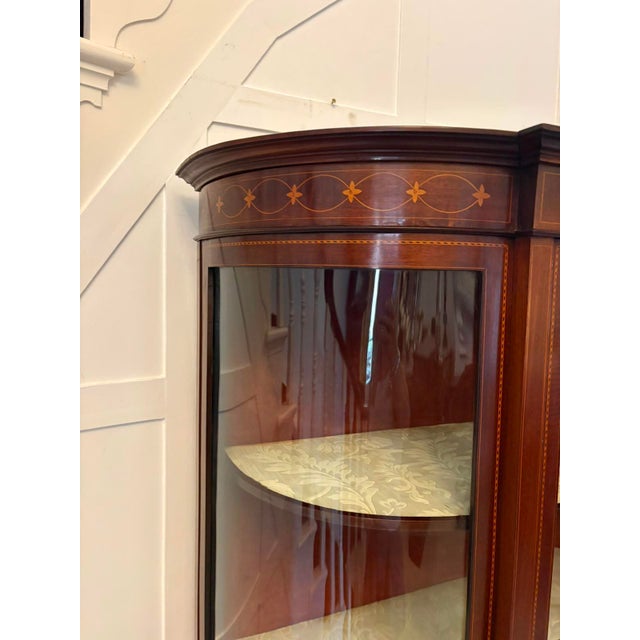Antique Edwardian Mahogany Inlaid Bow-Ended Display Cabinet, 1900 For Sale - Image 9 of 15