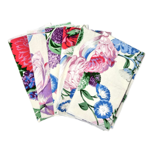 Vintage 1980s Cabbage Rose Floral Cotton Dinner Napkins – Grandmillennial Style (Set of 6)