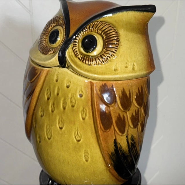 Mid-Century Modern Adorable Vintage MCM Poppytrail Ceramic Owl Cookie Jar With Lid For Sale - Image 3 of 5