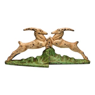 Hubley Cast Iron Leaping Gazelle Bookends For Sale