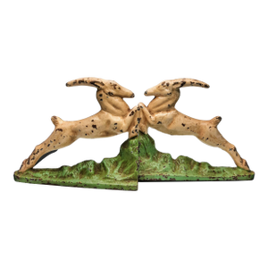 Hubley Cast Iron Leaping Gazelle Bookends