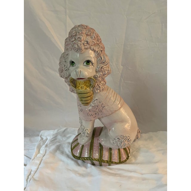 Gorgeous pink poodle ceramic statue made in Italy. Vintage. 22 inches tall. Amazing piece