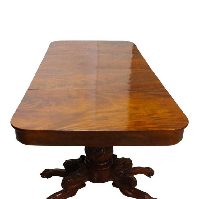 Classical Quervelle Inspired Drop-Leaf & Claw Foot Mahogany Banquet Table C1840 For Sale - Image 10 of 11