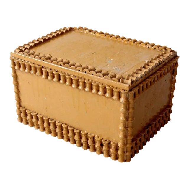 Antique Folk Art Spool Trunk For Sale