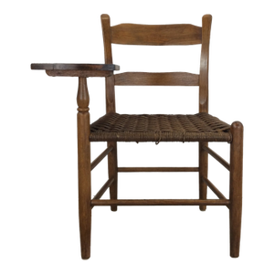 Antique Ladder Back Writing Chair With Rush Seat