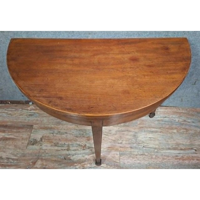 Wood Louis XVI Style Mahogany and Green Felt Half-Moon Game Table For Sale - Image 7 of 8