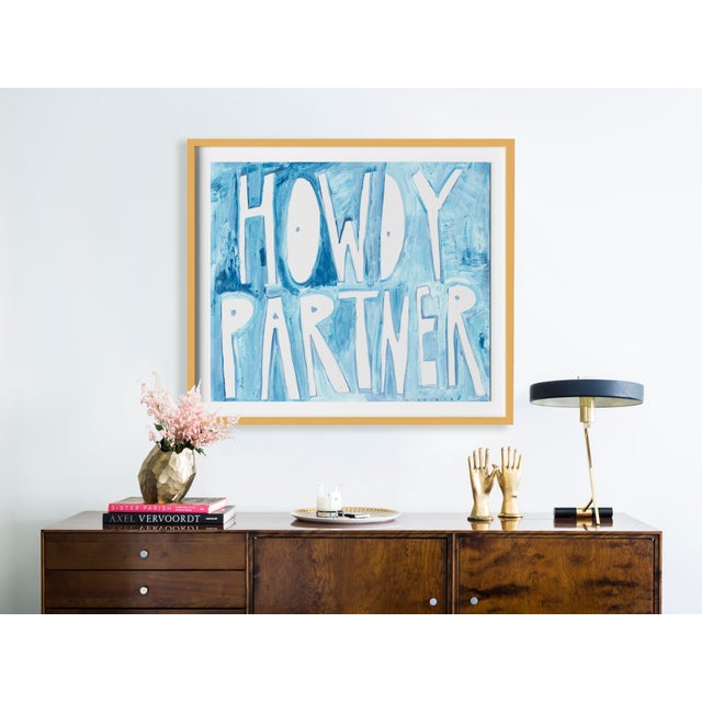 Contemporary Howdy Partner by Virginia Chamlee in Gold Frame, Large Art Print For Sale - Image 3 of 4