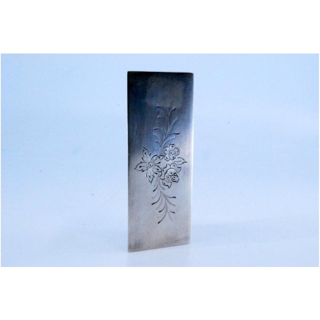 Triangular Silver Toothpick Holder with Engraved Floral Motifs For Sale - Image 6 of 10