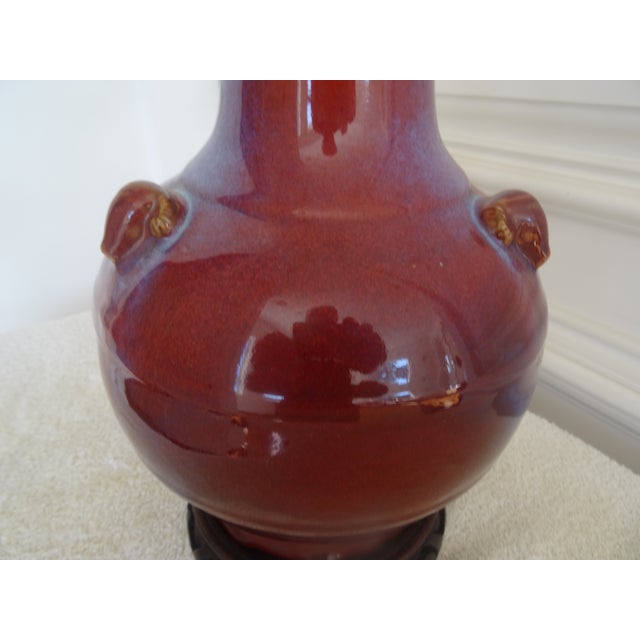 Late 20th Century Vintage Chinese Sang De Boeuf and Flambed Bottle Vase For Sale - Image 5 of 7