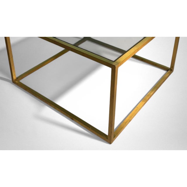 Late 20th Century Willy Rizzo Style Italian Brass and Smoked Glass Coffee Table For Sale - Image 11 of 17