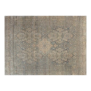 Early 20th Century Persian Kirman Handmade Wool Rug For Sale