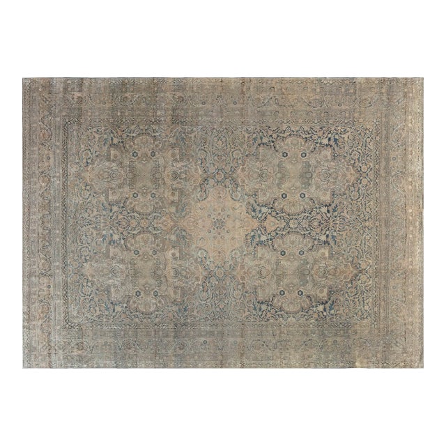 Early 20th Century Persian Kirman Handmade Wool Rug For Sale