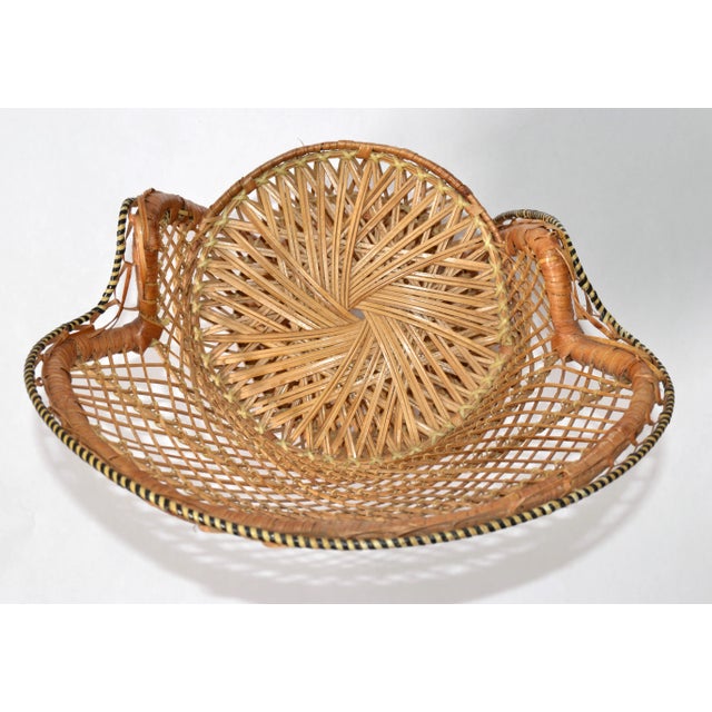 Brown 1970s Mid-Century Modern Emmanuelle Miniature Wicker Rattan Armchair Plant Stand For Sale - Image 8 of 12