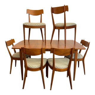 Mid Century Modern Drexel Declaration Dining Table & 6 Chairs by Kipp Stewart For Sale