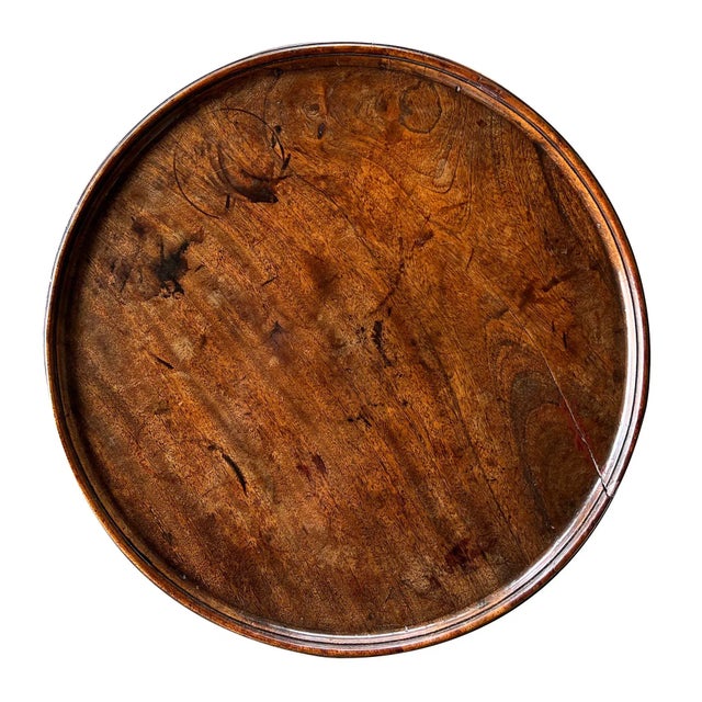 Wood An English Victorian Beechwood Circular Tripod Side Table With Baluster Support and Splayed Legs For Sale - Image 7 of 7