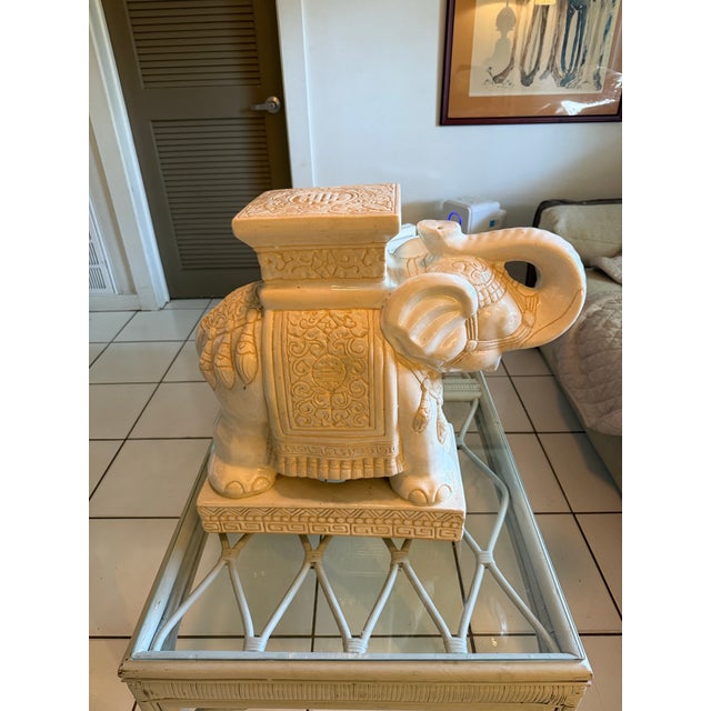 Chinoiserie Vintage Asian Ceramic Elephant Garden Stool For Sale - Image 3 of 7