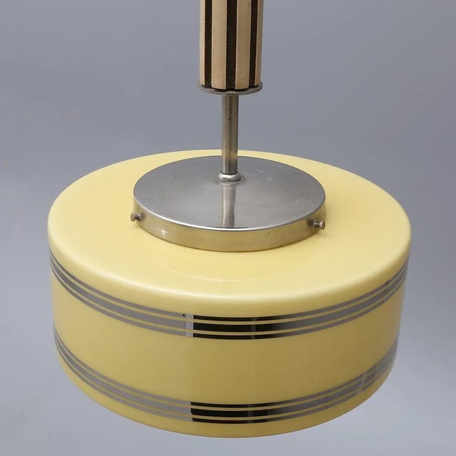 Art Deco Chrome and Wood Ceiling Lamp, 1930s For Sale - Image 4 of 7