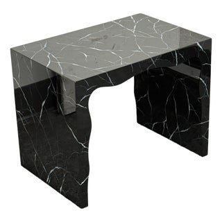 Made Goods Foster Faux Marble Lacquered Bench/Side Table For Sale