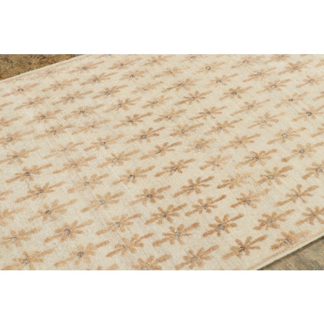 Rug & Kilim Contemporary Block Print Beige Natural Silk Runner by Rug & Kilim, India For Sale - Image 4 of 9