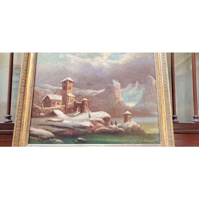 Winter Landscape, 1800s, Oil Painting, Framed For Sale - Image 4 of 9