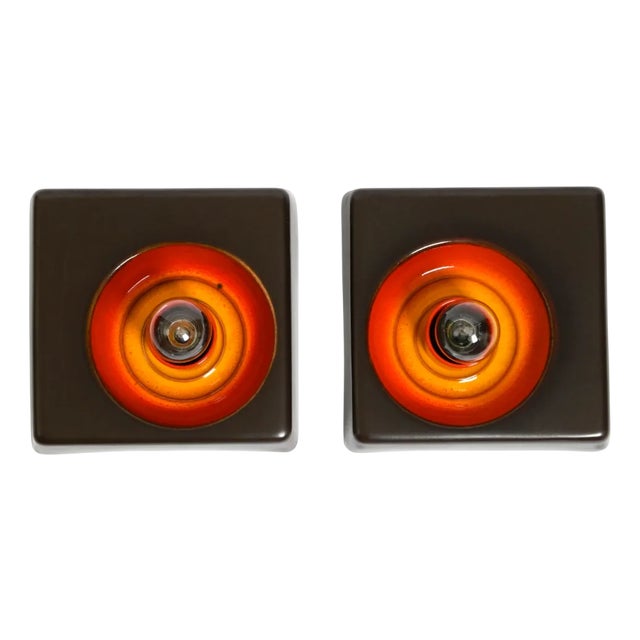 Space Age Ceramic Wall Lamps, 1970s, Set of 2 For Sale