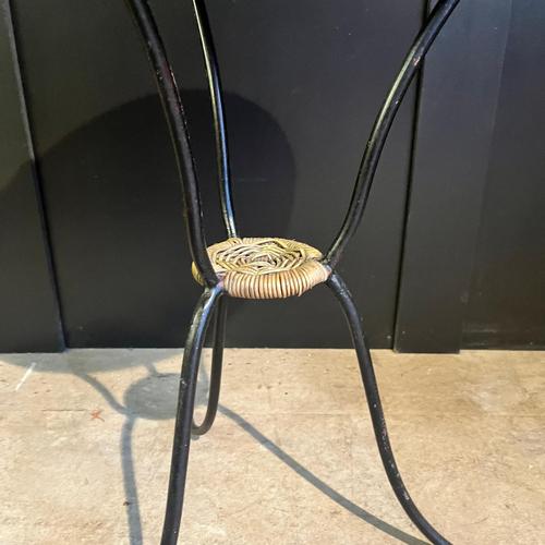 Round Cane Topped Table with Black Tripod Legs For Sale - Image 3 of 5