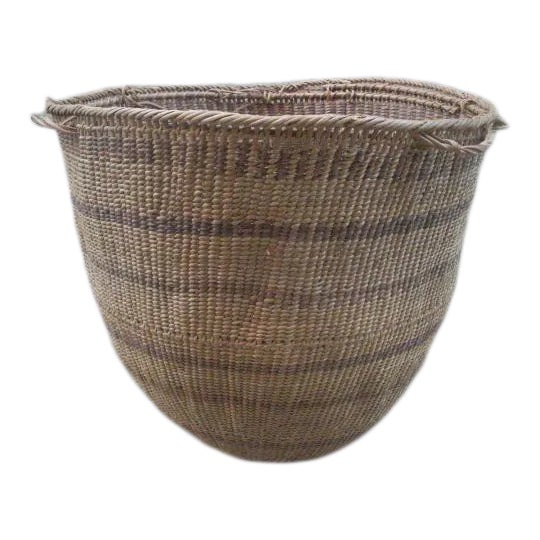 Vintage Striped Yanomami Gathering Basket For Sale