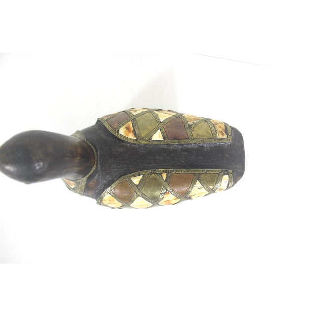 Mid 20th Century Vintage Duck Carved Wood Brass Copper Bone Folk Art For Sale - Image 5 of 9