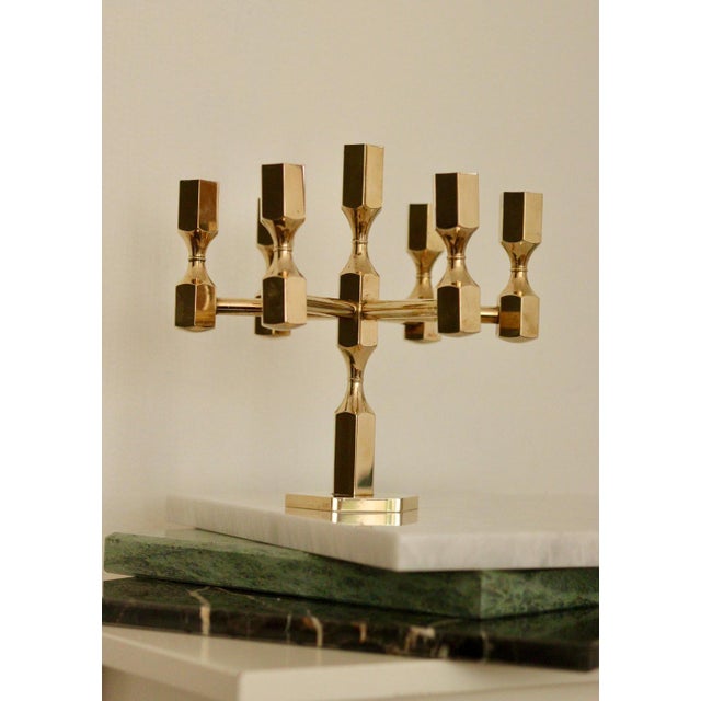 Vintage Swedish Brass Candelabra by Gusum, 1978 For Sale - Image 9 of 10