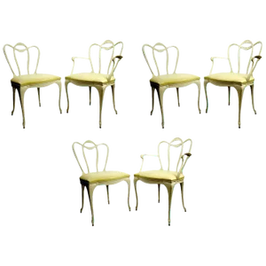 Set Six Patio Dining Chairs in Cast Aluminum by Crucible