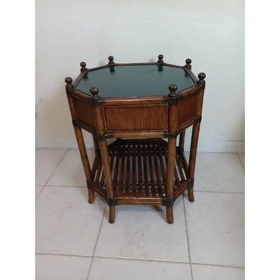 Coastal 1980s Tommy Bahama Bali Hai Flamingo Octagonal End Table One Drawer For Sale - Image 3 of 12