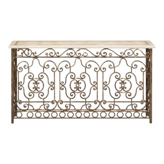 Decorate Iron Console With Travertine Top For Sale