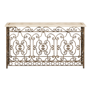 Decorate Iron Console With Travertine Top