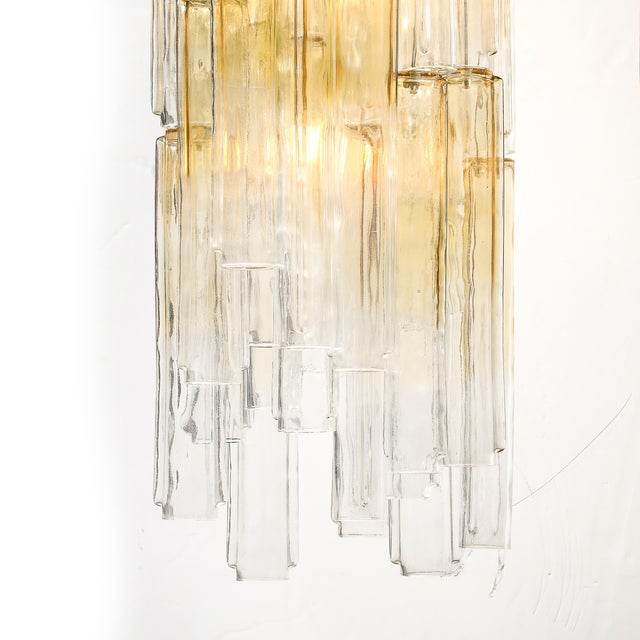 Mid-Century Large Muted Citrine Calza Glass Chandelier Signed Venini For Sale - Image 9 of 18