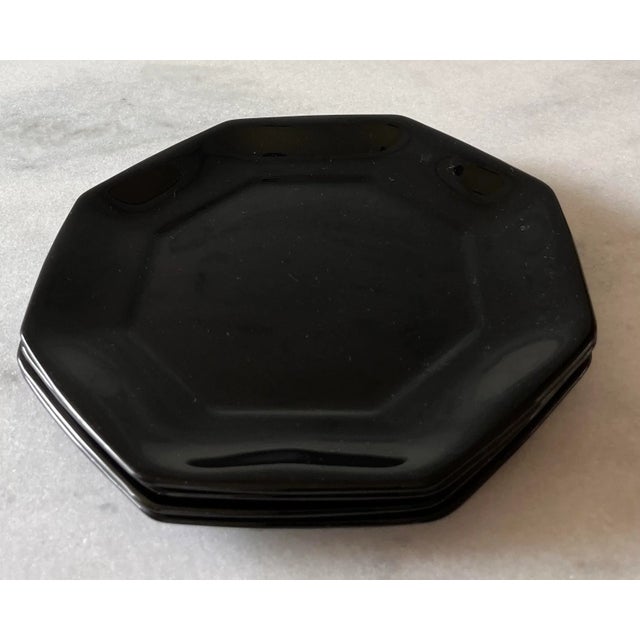 Set of 4 Vintage Black French Small Plates For Sale In Austin - Image 6 of 6