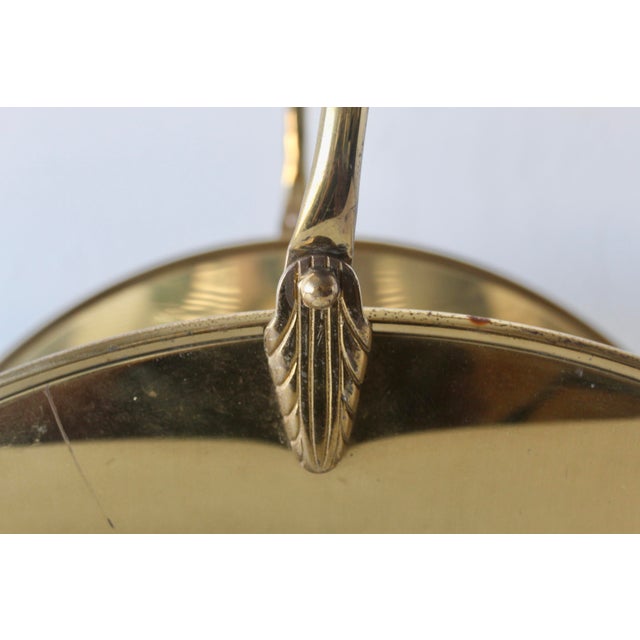 Vintage English Regency Style Heavy Gauge Brass Firewood Log Holder Footed Decorative Handle Detail For Sale - Image 17 of 17