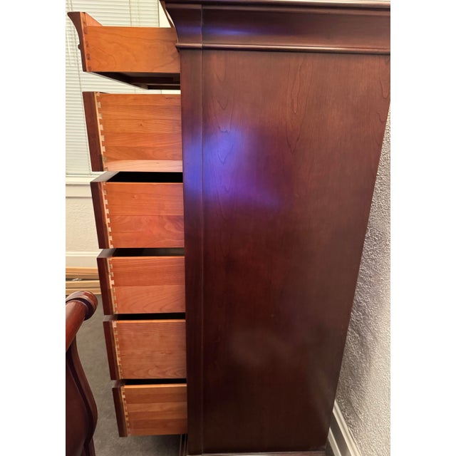 Vintage Ethan Allen Medallion Cherry Wood Tall Chest of Drawers For Sale - Image 12 of 18