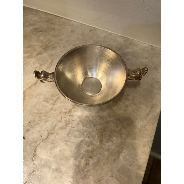 Fun and unique! Continental silver plated finger bowl, raised on a low pedestal foot and fitted with finely cast twin...
